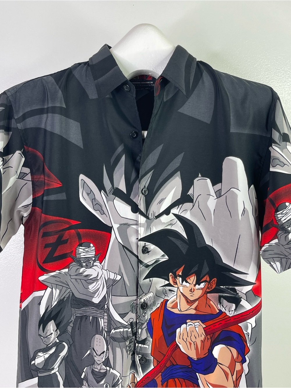 Dragon Ball Z Vintage 2002 AOP Goku & Z-Fighters Button Up Shirt Large